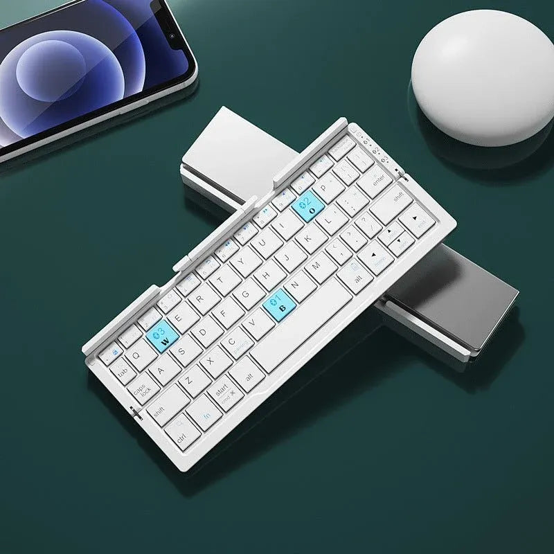 mini Folding Bluetooth Keyboard Wireless Keypad Support3 Devices With Stand Rechargeable Foldable Keyboard For Phone Tablet