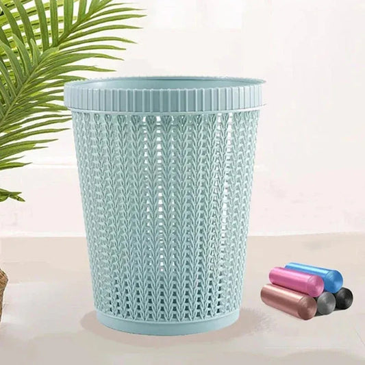 Woven Pattern Plastic Waste Bin