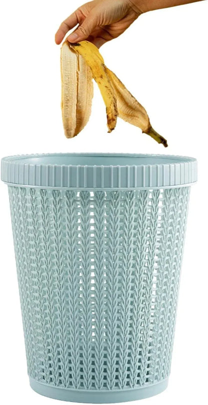 Woven Pattern Plastic Waste Bin