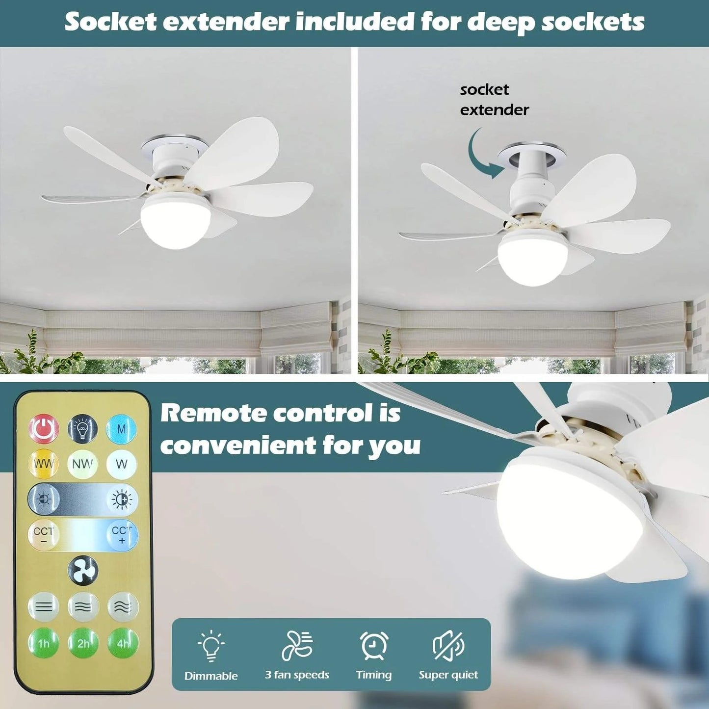 Flower Fan Light - Ceiling Fan with Light
