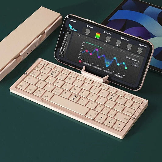 mini Folding Bluetooth Keyboard Wireless Keypad Support3 Devices With Stand Rechargeable Foldable Keyboard For Phone Tablet