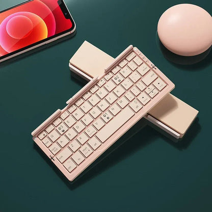 mini Folding Bluetooth Keyboard Wireless Keypad Support3 Devices With Stand Rechargeable Foldable Keyboard For Phone Tablet